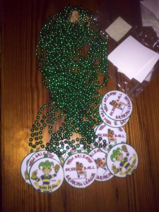 Mardi Gras beads for the New Orleans Skee-ball and Drinking League
